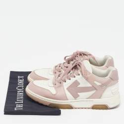 Pre Owned Off-White Out of Office Size 39 Pink/White Leather Lace Up Sneakers