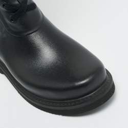 Pre Owned Off-White Quote Motif Size 40 Black Rubber Knee Length Boots