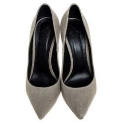 Pre Owned Off-White Beige Canvas Pointed Toe Pumps Size 39