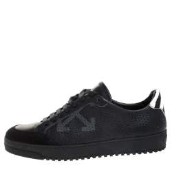 Pre Owned حذاء رياضي أوف وايت أربطة جلد طباعة أرو أسود مقاس 38