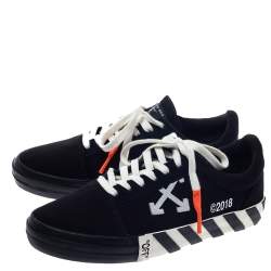 Pre Owned Off-White Black/White Canvas Vulcanized Striped Low Top Sneakers Size 40