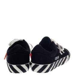 Pre Owned Off-White Black/White Canvas Vulcanized Striped Low Top Sneakers Size 40