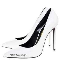 Pre Owned Off-White White Leather Pointed Toe Pumps Size 39