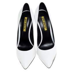 Pre Owned Off-White White Leather Pointed Toe Pumps Size 39