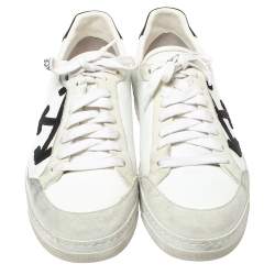 Pre Owned حذاء رياضي أوف وايت كاري أوفر جلد أبيض/أسود بعنق منخفض مقاس 38