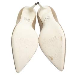 Pre Owned Off-White Beige Canvas Pointed Toe Pumps Size 39