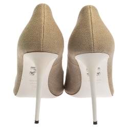 Pre Owned Off-White Beige Canvas Pointed Toe Pumps Size 39