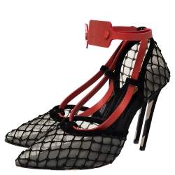 Pre Owned Off-White Black Zip-tie Mesh And Suede D'orsay Pumps Size 39