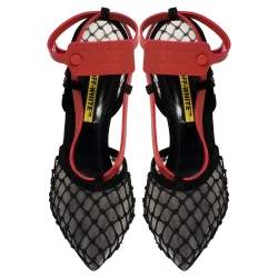 Pre Owned Off-White Black Zip-tie Mesh And Suede D'orsay Pumps Size 39