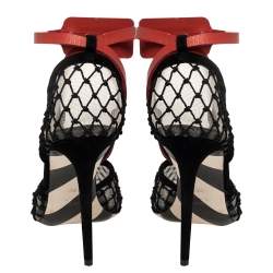 Pre Owned Off-White Black Zip-tie Mesh And Suede D'orsay Pumps Size 39