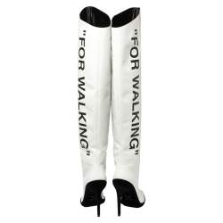 Pre Owned Off-White White Leather For Walking Thigh High Boots Size 37