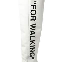 Pre Owned Off-White White Leather For Walking Thigh High Boots Size 37