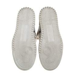 Pre Owned Off-White Grey/White Leather And Canvas Off Court 3.0 High Top Sneakers Size 38