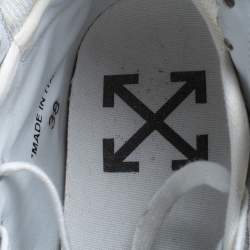 Pre Owned Off-White Grey/White Leather And Canvas Off Court 3.0 High Top Sneakers Size 38