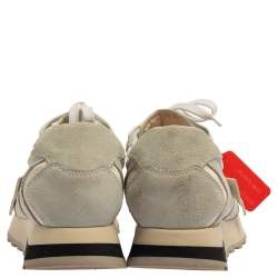 Off-White Grey/White Fabric And Suede Arrow Running Low Top Sneakers Size 38