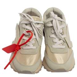 Off-White Grey/White Fabric And Suede Arrow Running Low Top Sneakers Size 38