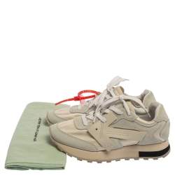 Off-White Grey/White Fabric And Suede Arrow Running Low Top Sneakers Size 38