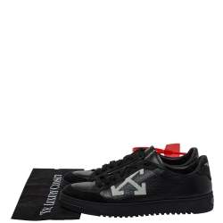 Pre Owned Off White Black Leather And Suede  Low-Top Sneaker Size 39
