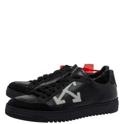 Pre Owned Off White Black Leather And Suede  Low-Top Sneaker Size 39