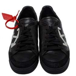 Pre Owned Off White Black Leather And Suede  Low-Top Sneaker Size 39