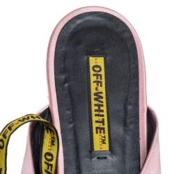 Pre Owned Off-White Pink/Yellow Satin Flat Sandals Size 39