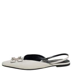 Pre Owned Off-White c/o Virgil Abloh White Leather Slingback Flats Size 38