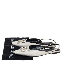 Pre Owned Off-White c/o Virgil Abloh White Leather Slingback Flats Size 38