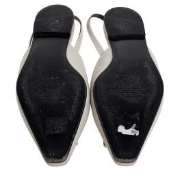 Pre Owned Off-White c/o Virgil Abloh White Leather Slingback Flats Size 38
