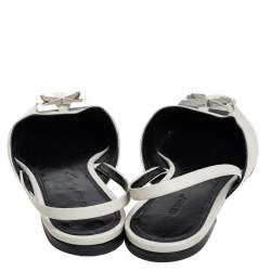 Pre Owned Off-White c/o Virgil Abloh White Leather Slingback Flats Size 38