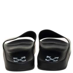 Pre Owned Off-White Black Rubber OFF Slide Sandals Size 38