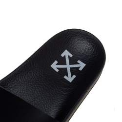 Pre Owned Off-White Black Rubber OFF Slide Sandals Size 38