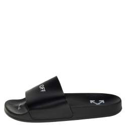 Pre Owned Off-White Black Rubber OFF Slide Sandals Size 38