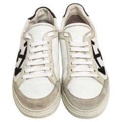 Pre Owned حذاء رياضي أوف وايت منخفض من أعلى كاريأوفر جلد أسود/ أبيض مقاس 37