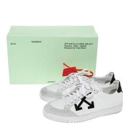 Pre Owned Off-White White/Black Leather And Suede 2.0 Low Top Sneakers Size 38