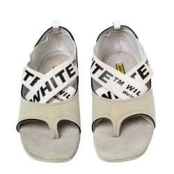 Pre Owned Off-White c/o Virgil Abloh Grey Fabric Yoga Flats Size 37