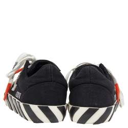 Pre Owned Off-White Black/White Canvas and Suede Vulcanized Striped Low Top Sneakers Size 36
