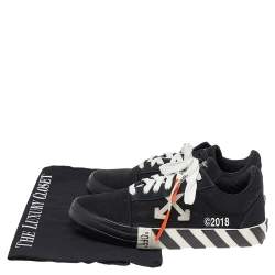 Pre Owned Off-White Black/White Canvas and Suede Vulcanized Striped Low Top Sneakers Size 36