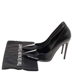 Pre Owned Off-White Black Leather For Walking Pointed Toe Pumps Size 39