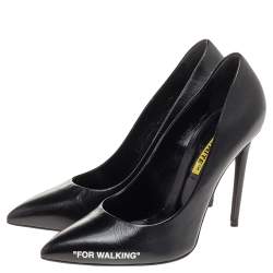 Pre Owned Off-White Black Leather For Walking Pointed Toe Pumps Size 39