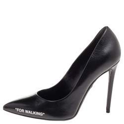 Pre Owned Off-White Black Leather For Walking Pointed Toe Pumps Size 39