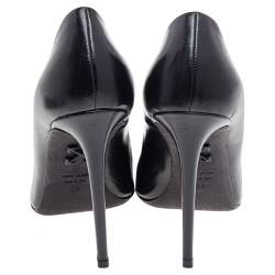 Pre Owned Off-White Black Leather For Walking Pointed Toe Pumps Size 39
