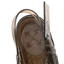 Pre Owned Off-White Transparent Black Jelly Zip Tie Slingback Flat Sandals Size 40