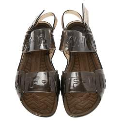 Pre Owned Off-White Transparent Black Jelly Zip Tie Slingback Flat Sandals Size 40