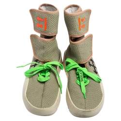 Pre Owned حذاء رياضي أوف وايت موتو قماش تريكو أخضر إلتفاف مقاس 38 