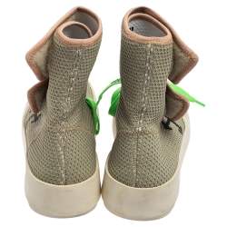 Pre Owned حذاء رياضي أوف وايت موتو قماش تريكو أخضر إلتفاف مقاس 38 