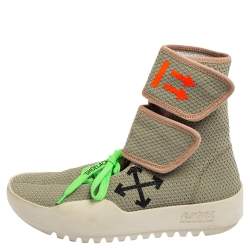 Pre Owned حذاء رياضي أوف وايت موتو قماش تريكو أخضر إلتفاف مقاس 38 