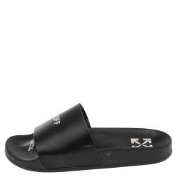 Pre Owned Off-White Black Rubber Off Pool Slide Sandals Size 38