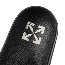 Pre Owned Off-White Black Rubber Off Pool Slide Sandals Size 38