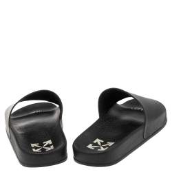 Pre Owned Off-White Black Rubber Off Pool Slide Sandals Size 38