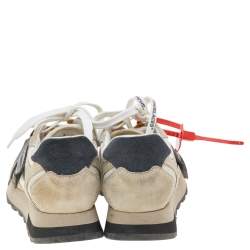 Off-White Beige/Black Fabric And Suede Arrow Running Low Top Sneakers Size 37